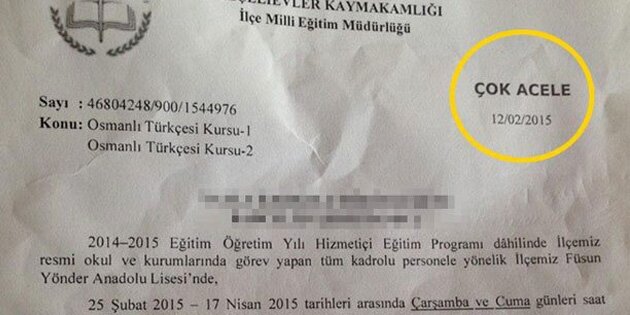 Okul personeline ‘Osmanlıca Türkçesi’ kursu