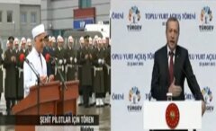 Sol tarafta şehitler, sağ tarafta gülen Erdoğan